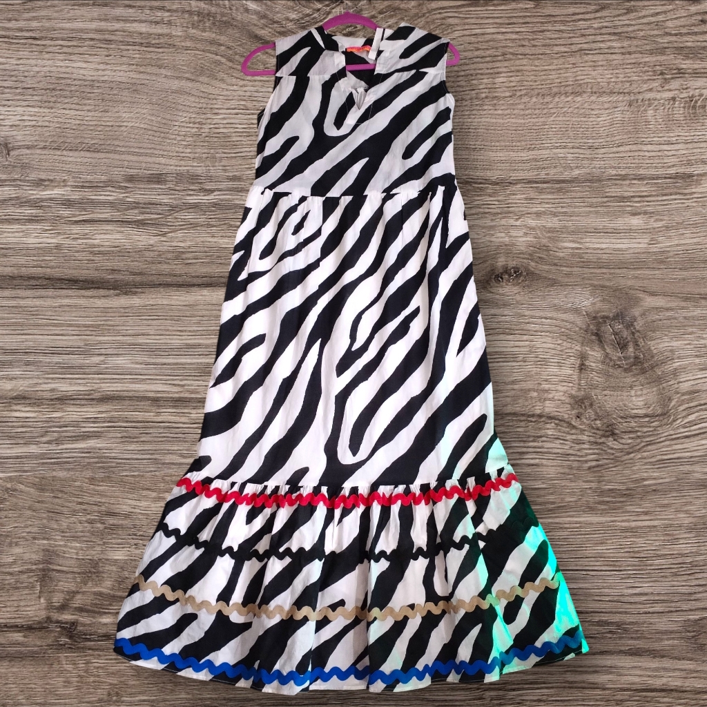 Vilagallo 100% Cotton Zebra Print Sleeveless Dress Nwt Size 2